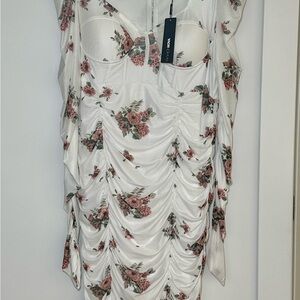 Floral Ruched Mesh Dress